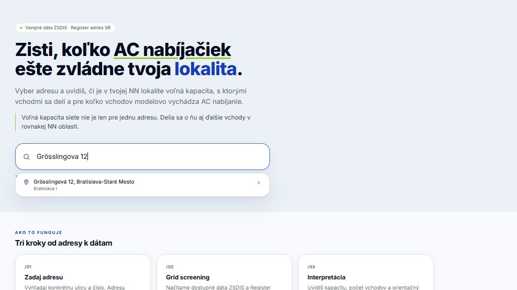 Vyhľadanie adresy pre kontrolu voľnej kapacity siete